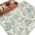 thumbnail image 1 of Retro Pastoral Washable Area Rug 5 x 8 ft Light Green Flowers Linen Background Farmhouse , Soft Non Slip Rugs Stain Repellent Indoor Felt Carpet for Living Dining Room Bedroom Home Office, 1 of 9