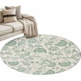 thumbnail image 1 of Retro Pastoral Washable Round Area Rug 3 ft, Light Green Flowers Linen Background Farmhouse , Soft Non Slip Rugs Stain Repellent Indoor Felt Carpet for Living Dining Room Bedroom Home Office, 1 of 9