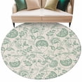 thumbnail image 1 of Retro Pastoral Washable Round Area Rug 6 ft, Light Green Flowers Linen Background Farmhouse , Soft Non Slip Rugs Stain Repellent Indoor Felt Carpet for Living Dining Room Bedroom Home Office, 1 of 9
