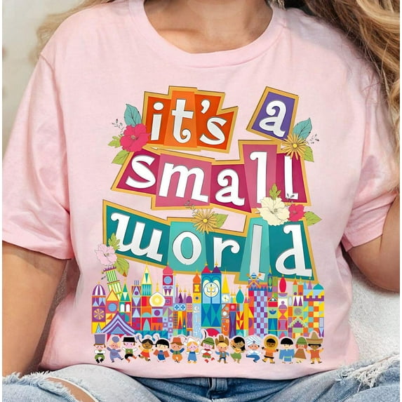 Retro Patel Fantasyland Park It'S A Small World T-Shirt, Disney Dreams Vintage Shirt, Disneyland Family Matching Tee, WDW Family Vacation,Light Pink color,size 2XL