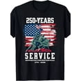 thumbnail image 1 of Retro Patriotic American Flag 250 Years of Service Semiquincentennial 1776-2026 Men's Graphic T-Shirt Vintage Military Veteran Pride Tee, 1 of 6