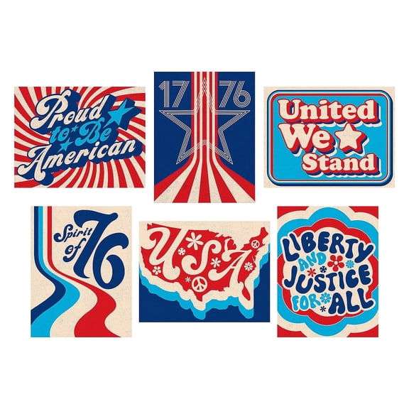 Retro Patriotic Jumbo Cutouts - 6 Pieces