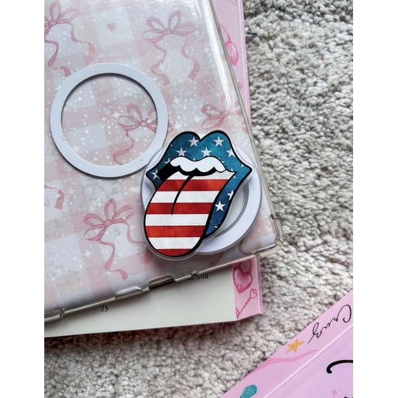 Retro Patriotic Lips Phone Grip America 250 Celebration Accessory