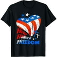 thumbnail image 1 of Retro Patriotic Shirts for Women Faith Family Freedom USA T-Shirt Black 2X-Large, 1 of 4