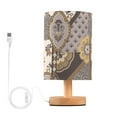 thumbnail image 1 of Retro Pattern Bedside Table Lamp LED Warm Lights with USB Charging Port Retro Cylinder Desk Lamps, 1 of 7