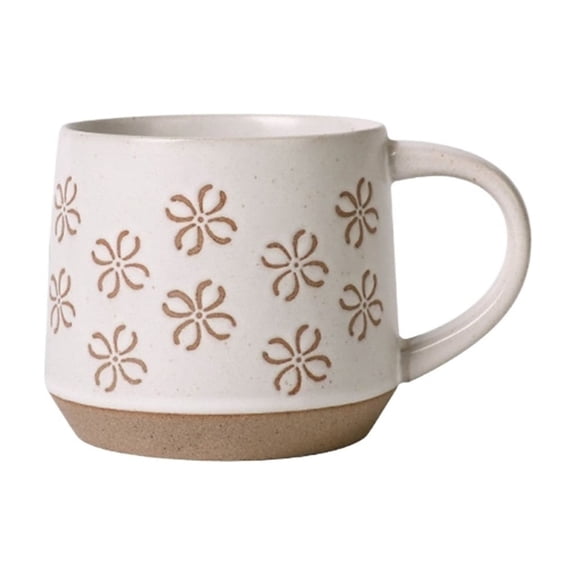 Retro Pattern Coffee Cup Ceramic Large Capacity Stoneware Mug Home Breakfast Office Use