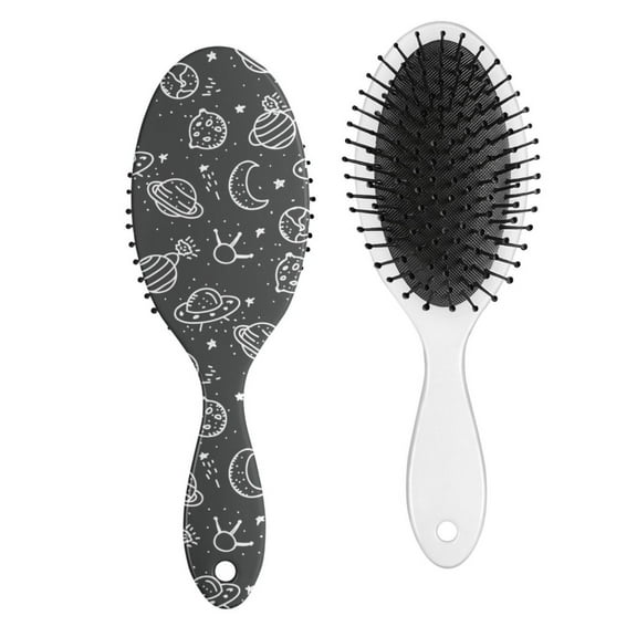 Retro Pattern Hair Brush, Truck Floral Paddle Detangler with Wooden Handle, Suitable for All Hair Types, Girls, Women, Kids