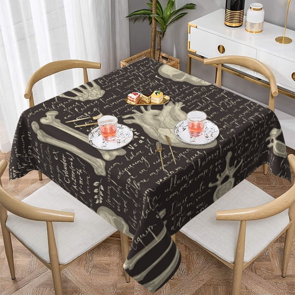 Retro Pattern Human Organs And Bones Square Tablecloth 60x60 Waterproof Table Cover for Dining Table, Parties, Weddings, Picnics, Cafes