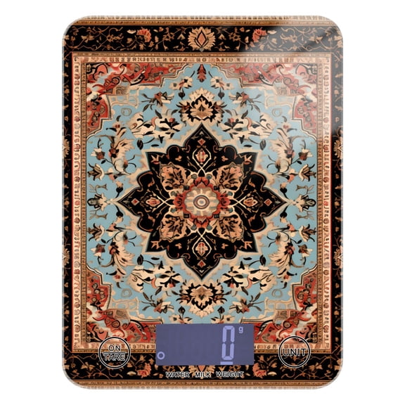 Retro Pattern Mandala Food Scale Digital Kitchen Scale Waterproof Tempered Glass Tare Function 11 lb for Baking Cooking Meal Prep