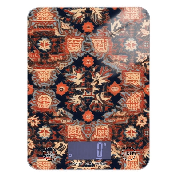 Retro Pattern Rustic Food Scale Digital Kitchen Scale Waterproof Tempered Glass Tare Function 11 lb for Baking Cooking Meal Prep