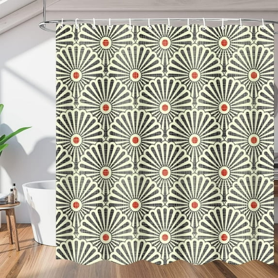 Retro Pattern Shower Curtain for Bathroom Shower Curtain Set with 12 Hooks Waterproof Fabric Bath Curtain for Bathtub Restroom Decor, 72 X 72 in