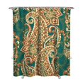 thumbnail image 1 of Retro Patterned Shower Curtain 72x84 Inches, Quick-Dry Polyester with Plastic Hooks, Boho Artistic Paisley Floral for Bathroom Style, 1 of 5