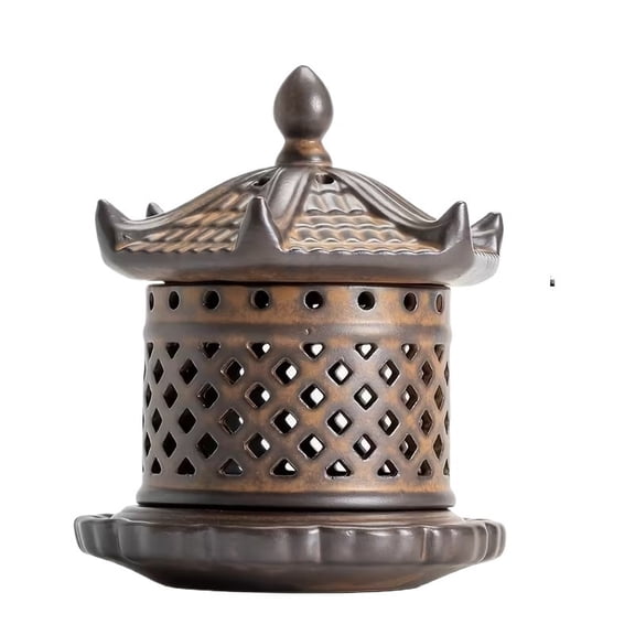 Retro Pavilion Palace Lantern Ceramic Incense Burner | Aromatherapy Baking Tea Stove | Household Interior Decorations | Agarwood Aromatherapy Furnace