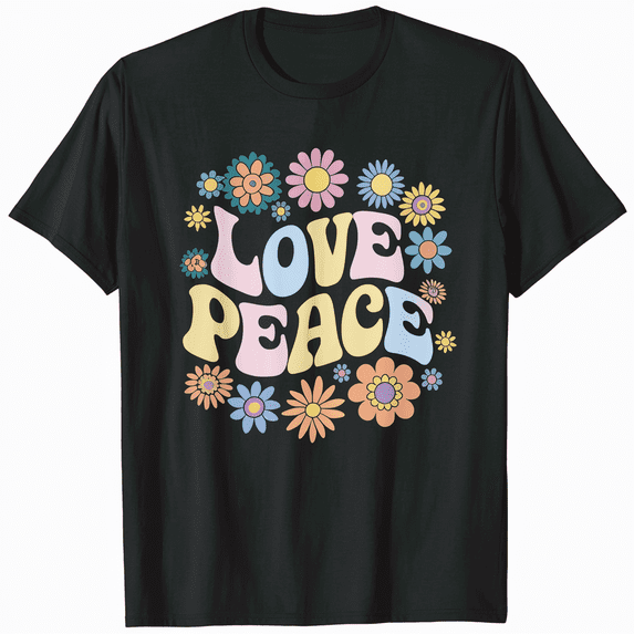 Retro Peace Love Peace Sign 60s 70s Hippie Style T-Shirt