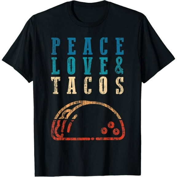 t-shirt Retro Peace Love Tacos Tshirt Funny Food Cinco De Mayo Shirt T-Shirt mens，black，women，funny，journey，Crew Neck, Short Sleeve,printing