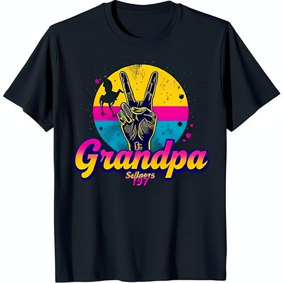 Retro Peace Sign T-Shirt with Horse Grandpa Self Made 1997 Design