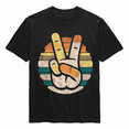 thumbnail image 1 of Retro Peace Sign V Fingers Vintage 60s 70s 80s Cool Graphic T-Shirt, 1 of 5