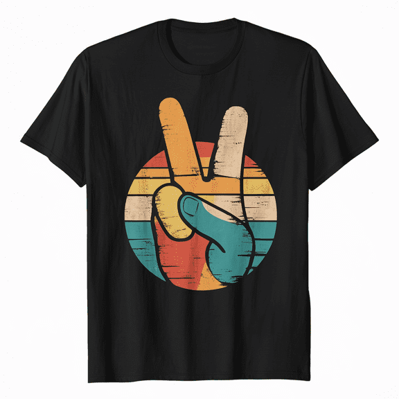 Retro Peace Sign V Fingers Vintage 60s 70s 80s Cool Graphic T-Shirt