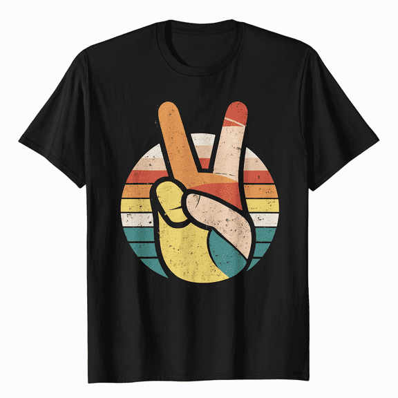 Retro Peace Sign V Fingers Vintage 60s 70s 80s Cool Graphic T-Shirt