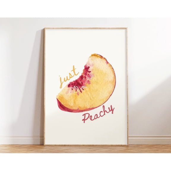 Retro Peach Art Print, Cute Colorful Kitchen Wall Art, Minimalist Fruit Poster, Just Peachy Print, Aesthetic Kitchen Decor, Wall Art, Modern Wall Decor, 8x12 UNFRAMED