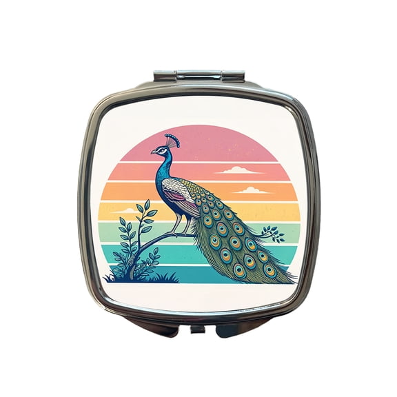 Retro Peacock Travel Makeup Handbag Purse Small Pocket Compact Mirror