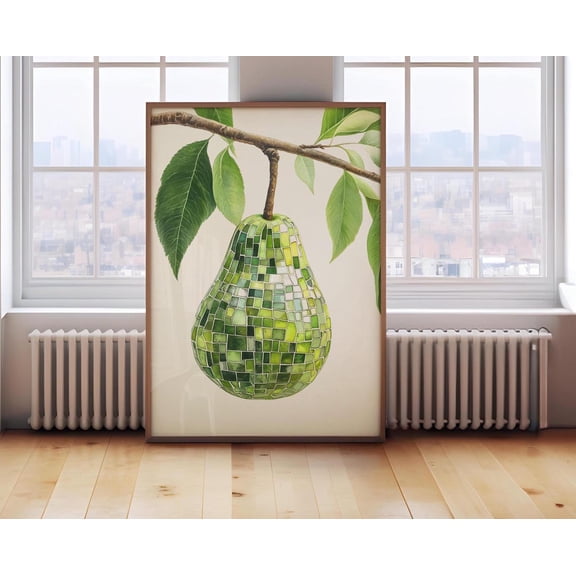 Retro Pear Disco Ball Print, Kitchen Print, Bar Cart Poster, Funky Food Home Decor, Preppy Citrus Fruit Wall Art, DIY Decor, Her, Size 24x36 UNFFRAMED F03.1.8l2443