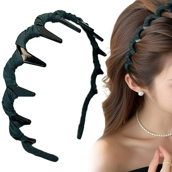 Retro Pearl Bridal Headband - High Faux Pearl Hair Hoop with Teeth, Elegant Women Wedding Headpiece, Vintage Non-Slip Hair Accessory for Bridesmaids & Parties, Toothed Comb and W Makeup Organizers