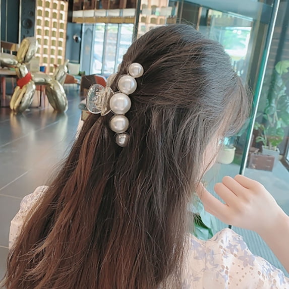 Retro Pearl Hairpin Elegant Back Of Head Clip For Women Stylish Hair Accessory Bridal Wedding Party Hair Jewelry