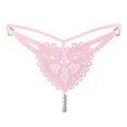 thumbnail image 1 of Retro Pearl Love Embellished Thong Women's Interesting Ultra Thin Panties Low Waist Beaded, 1 of 2