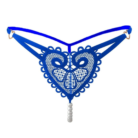 Retro Pearl Thong Women's Interesting Thin Panties Low Waist Beaded Matching Underwear for Couples