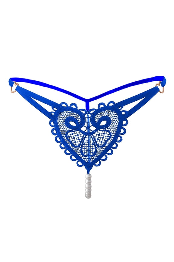 Retro Pearl Thong Women's Interesting Thin Panties Low Waist Beaded Matching Underwear for Couples