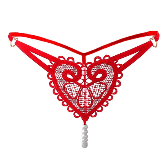 Retro Pearl Thong Women's Interesting Thin Panties Low Waist Beaded Matching Underwear for Couples