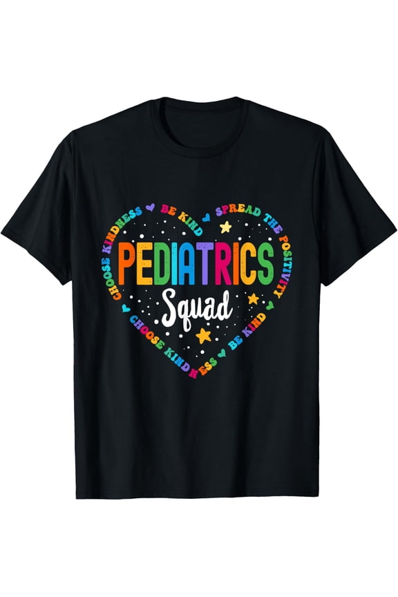 Retro Pediatrics Squad Heart Peds Registered Nurse School T-ShirtMen and women, Black T-shirt, size: Extra large