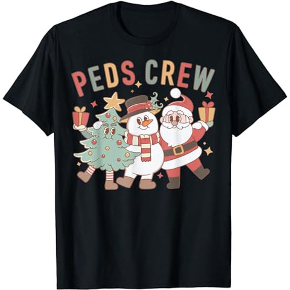 Retro Peds Crew Christmas Pediatric Nurse Nursing Group T-Shirt