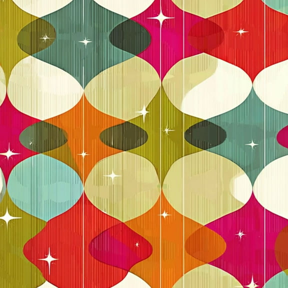 Retro Peel and Stick Wallpaper 17.7in x 9.8ft Retro Mid Century Modern Colorful Interlocking Contact Paper Vinyl Waterproof Self Adhesive Wall Paper for Bedroom Shelf Cabinet Renter Friendly