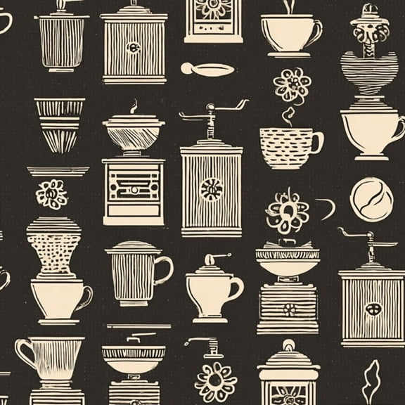 Retro Peel and Stick Wallpaper 23.6in x 9.8ft Cream Vintage Coffee Grinders amp Cups Seamless Contact Paper Vinyl Waterproof Self Adhesive Wall Paper for Bedroom Shelf Cabinet Renter Friendly