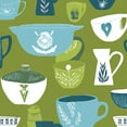 thumbnail image 1 of Retro Peel and Stick Wallpaper 23.6in x 9.8ft Vintage Floral Cup Blue Green Tones Contact Paper Vinyl Waterproof Self Adhesive Wall Paper for Bedroom Shelf Cabinet Renter Friendly, 1 of 8