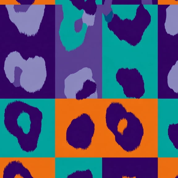 Retro Peel and Stick Wallpaper Leopard Bold Teal Purple Panels modern Wall Mural 23.6in x 9.8ft Self Adhesive Removable Wall Paper Renter Friendly Wallpaper for Bedroom Dressing Room Salon