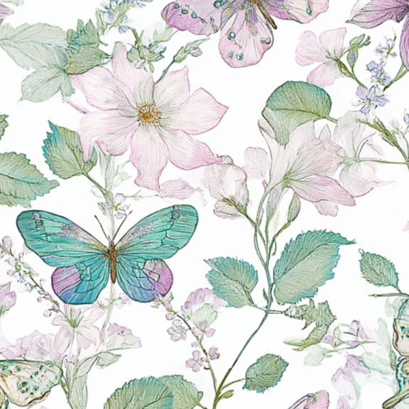 Retro Peel and Stick Wallpaper Pastel Butterflies Flowers Botanical Wall Mural 17.7in x 9.8ft Self Adhesive Removable Wall Paper Renter Friendly Wallpaper for Nursery Bedroom Cabinets