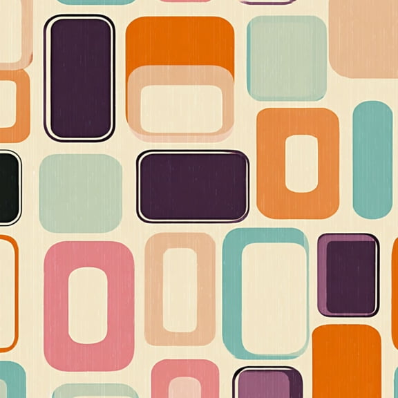 Retro Peel and Stick Wallpaper Retro Abstract Colorful Rounded Rectangles Beige Wall Mural 17.7in x 9.8ft Self Adhesive Removable Wall Paper Renter Friendly Wallpaper for Nursery Bedroom Cabinets