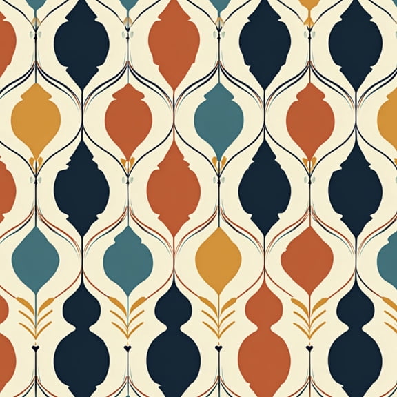 Retro Peel and Stick Wallpaper Retro Geometric Teal Mustard Rust Navy Shapes Wall Mural 17.7in x 9.8ft Self Adhesive Removable Wall Paper Renter Friendly Wallpaper for Nursery Bedroom Cabinets