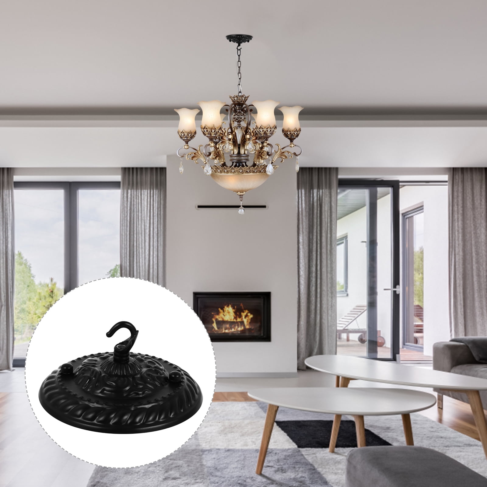 Pawsdot Black Vintage Pendant Light Canopy Plate Embossed Pattern Rust ...