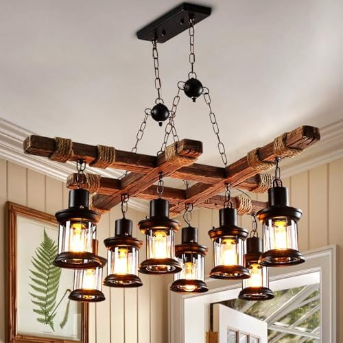 Retro Pendant Lighting with 8 Lights Industrial Black Metal Hanging Ceiling Lights for Bedroom Restaurant Bar Coffee$$Tools & Hardware Other