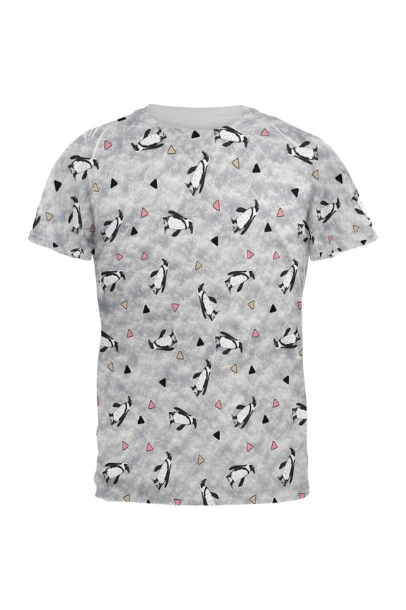 Retro Penguin Pattern All Over Mens T Shirt White 2XL