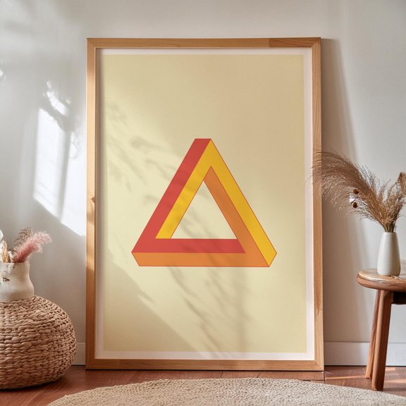Retro Penrose Triangle Wall Art Print, Unframed Paper Poster 8x10in
