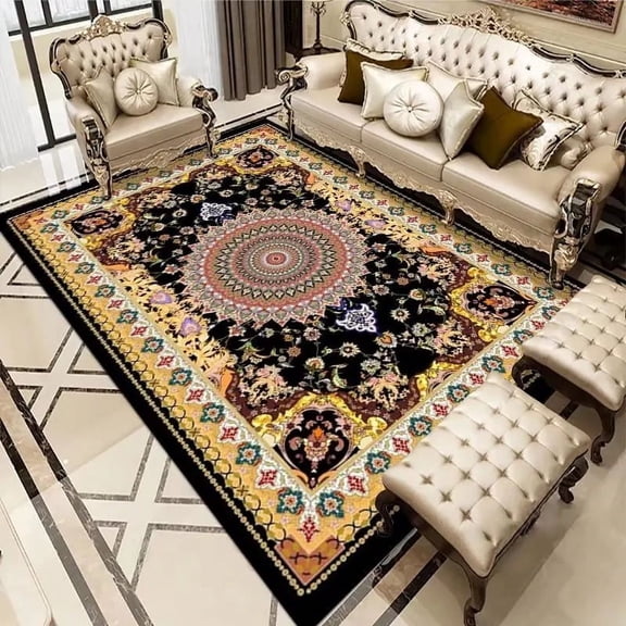 Retro Persian Style Carpets for Living Room Customizable Bedroom Rugs Home Decoration Antiskid Blue Big Size Floor Mats