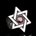 thumbnail image 1 of Retro Alloy Ring Six Pointed Star Design Fashion Jewelry for Women Gift Accessory Red JetBlack Plating Elegant, 1 of 6