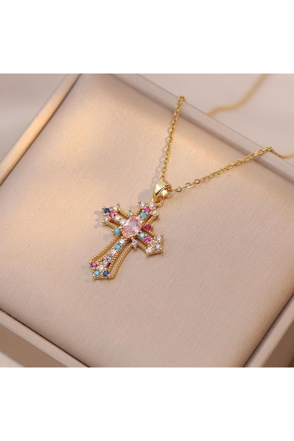 Retro Personalized Cross Pendant Necklace Clavicle Chain Multiple Options