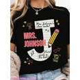 thumbnail image 1 of Retro Personalized Teacher Shirt Custom Name Initial Monogram Third Grade Classroom Apparel Cute Back To School Graphic Tee, 1 of 6
