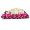 thumbnail image 1 of Retro Pet Bed, Retro Polka Dots Vintage Textured Classical Feminine Nostalgic Design, Chew Resistant Pad for Dogs and Cats Cushion with Removable Cover, 24" x 39", Hot Pink and Yellow, by Ambesonne, 1 of 4